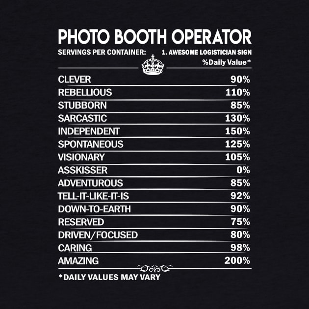 Photo Booth Operator T Shirt - Photo Booth Operator Factors Daily Gift Item Tee by Jolly358